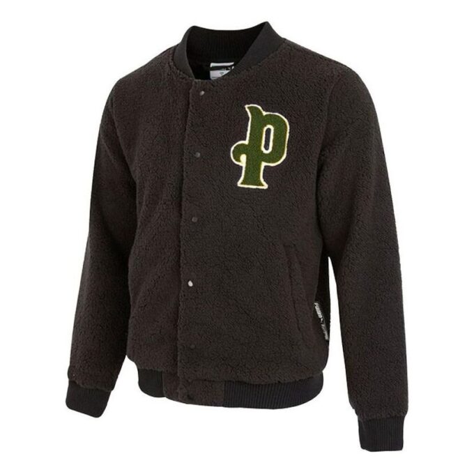 Kurtka baseballowa Logo Sherpa „Czarna”
