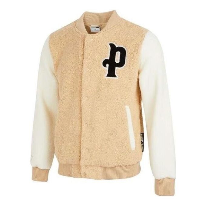 Kurtka baseballowa Logo Sherpa w kolorze beżowym