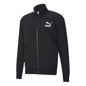 Kurtka dresowa Pinstripe Track Top w paski z polaru z kołnierzem stójką i zamkiem błyskawicznym w kolorze czarnym
