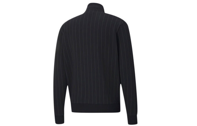 Kurtka dresowa Pinstripe Track Top w paski z polaru z kołnierzem stójką i zamkiem błyskawicznym w kolorze czarnym