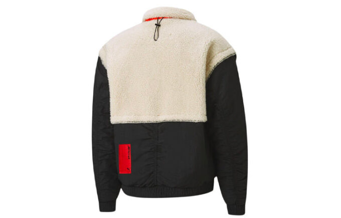 Kurtka polarowa PUMA x Attempt Sherpa w kolorze beżowo-czarno-pomarańczowym