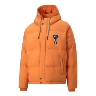 Kurtka puchowa PUMA x AMI w kolorze pomarańczowym