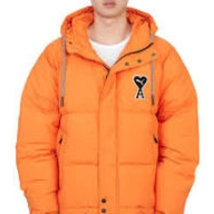 Kurtka puchowa PUMA x AMI w kolorze pomarańczowym