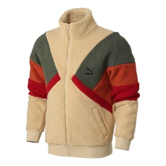 Kurtka Retro Block Sherpa „Brązowo-Czerwono-Zielona”