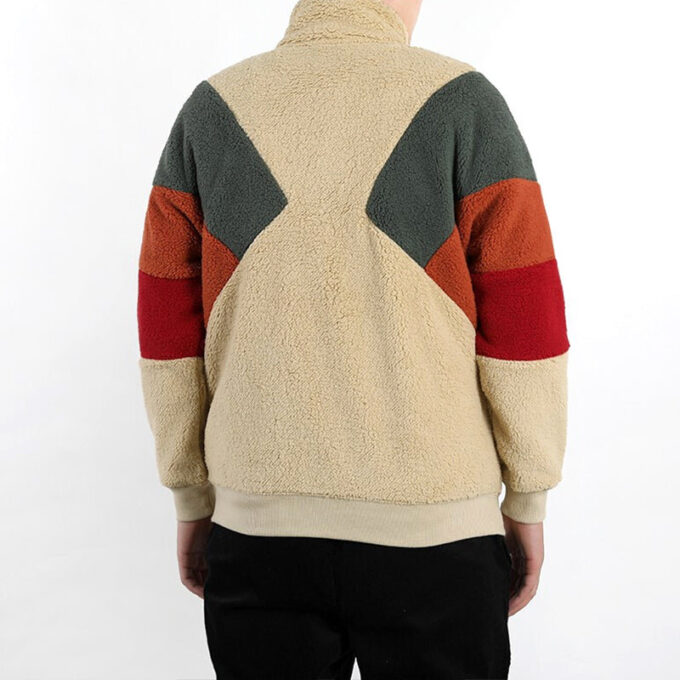 Kurtka Retro Block Sherpa „Brązowo-Czerwono-Zielona”