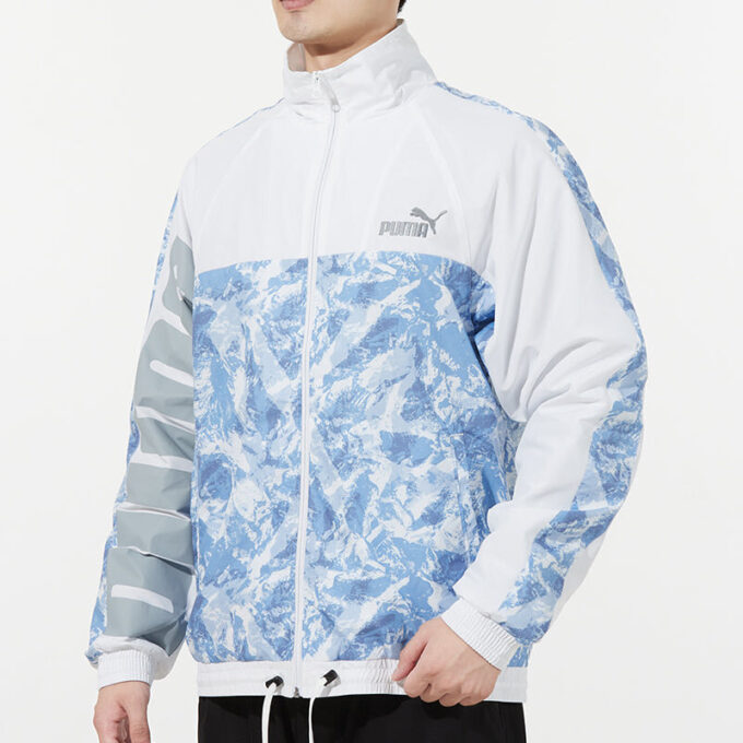 Kurtka sportowa Mountain Aop Windbreaker Woven z logo w kolorze białym