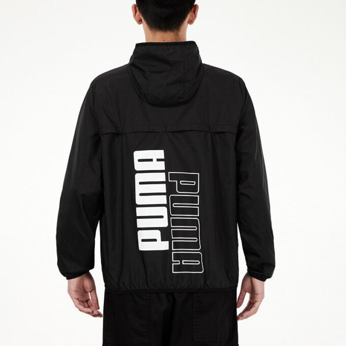 Kurtka wiatroszczelna do biegania Athleisure Casual Sports Woven w kolorze czarnym