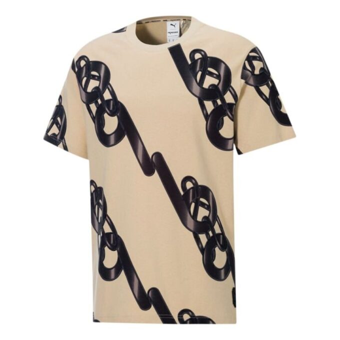 Męska koszulka PUMA x PRONOUNCE unisex z nadrukiem krzyżowym, z nadrukiem łańcuchowym, w stylu sportowym, z krótkim rękawem, w kolorze khaki