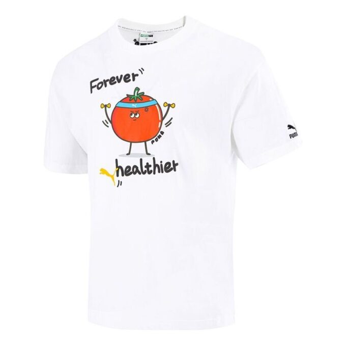 Męska koszulka sportowa PUMA Funny Printing z okrągłym dekoltem i krótkim rękawem w kolorze białym