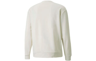 Męski sweter sportowy PUMA Winterized Crew Logo w jednolitym kolorze z polarową podszewką i okrągłym dekoltem w kolorze białym