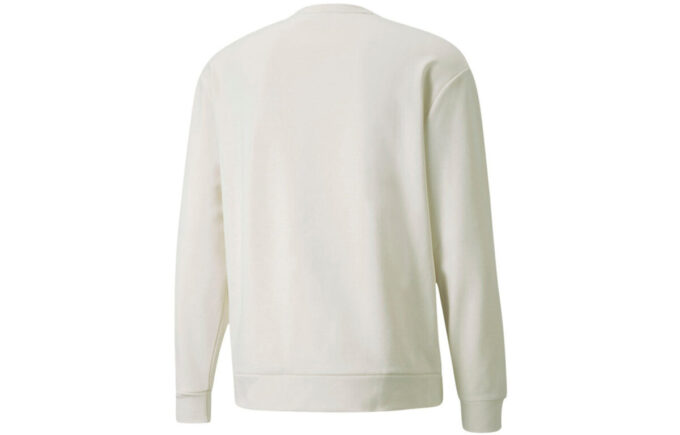 Męski sweter sportowy PUMA Winterized Crew Logo w jednolitym kolorze z polarową podszewką i okrągłym dekoltem w kolorze białym