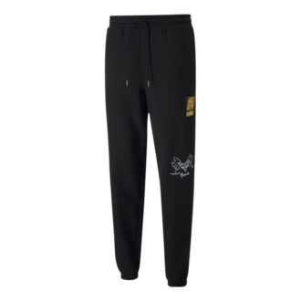 Męskie spodnie sportowe PUMA x BRITTO Crossover Casual Breathable Knit Long w kolorze czarnym Męskie spodnie sportowe PUMA x BRITTO Crossover Casual Breathable Knit Long w kolorze czarnym