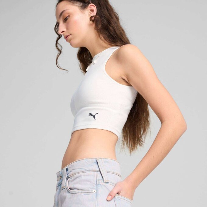 Niezbędny damski prążkowany top typu crop-top Niezbędny damski prążkowany top typu crop-top