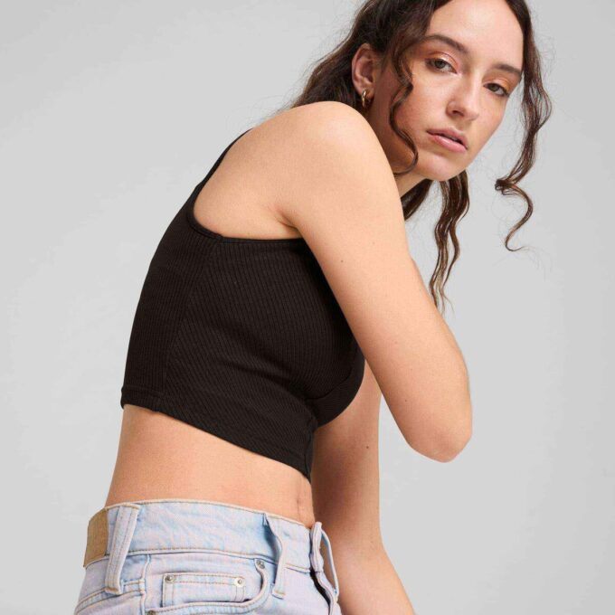 Niezbędny damski prążkowany top typu crop-top Niezbędny damski prążkowany top typu crop-top