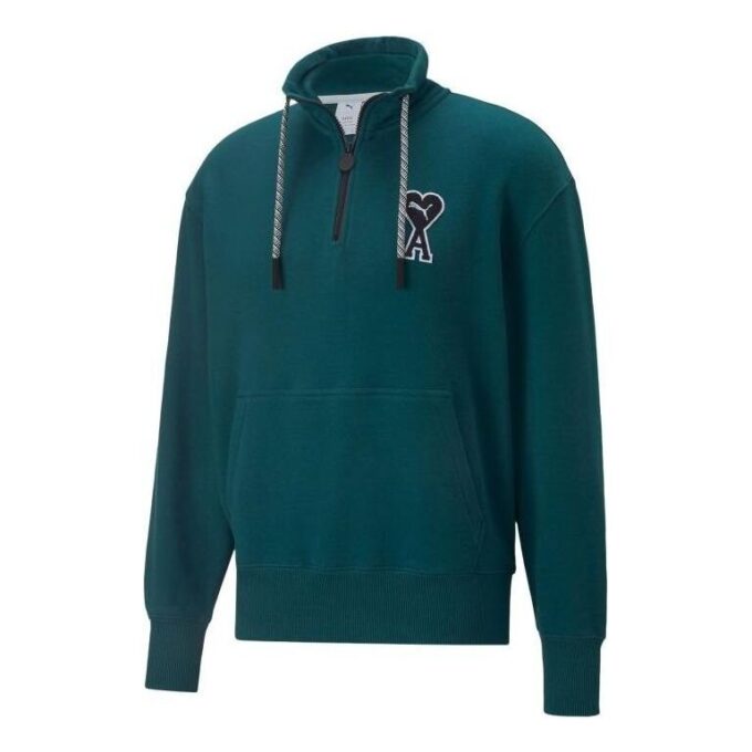 PUMA x Ami Bluza z zamkiem błyskawicznym w kolorze zielonym