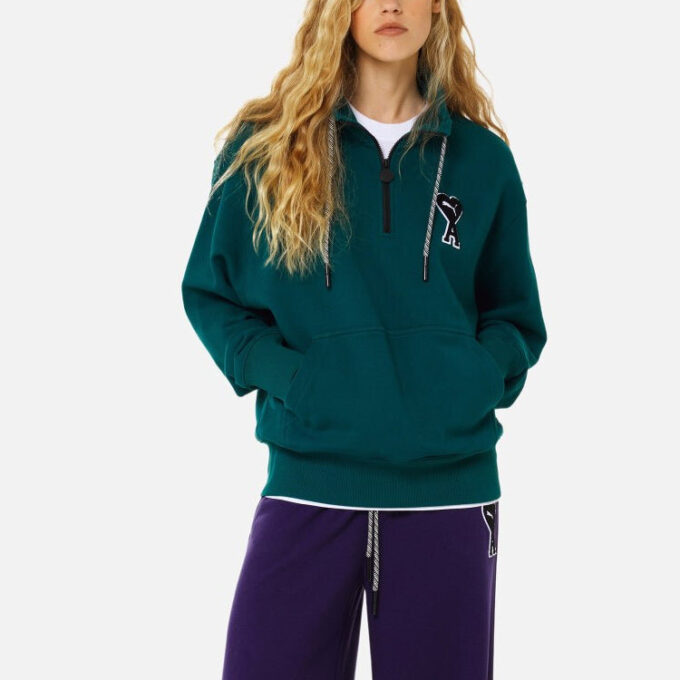 PUMA x Ami Bluza z zamkiem błyskawicznym w kolorze zielonym