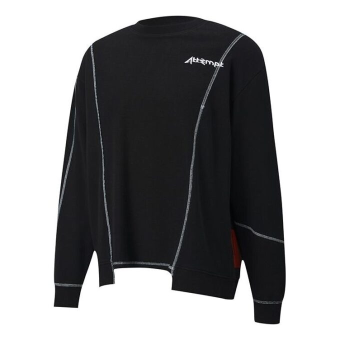 PUMA x ATTEMPT Crossover Casual Okrągły dekolt Kontrastowe kolory Długie rękawy Czarny