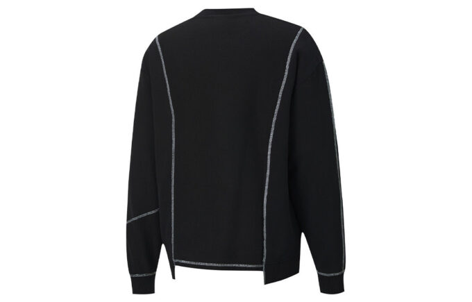 PUMA x ATTEMPT Crossover Casual Okrągły dekolt Kontrastowe kolory Długie rękawy Czarny