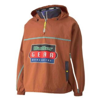 PUMA x Butter Goods Lekka bluza z kapturem i zamkiem błyskawicznym w stylu Pop Over Top w kolorze brązowym