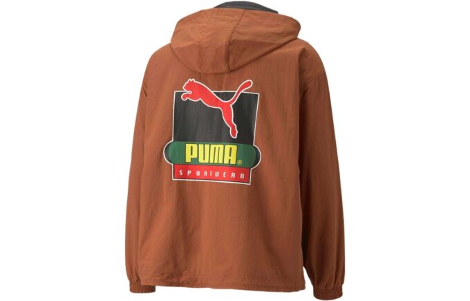 PUMA x Butter Goods Lekka bluza z kapturem i zamkiem błyskawicznym w stylu Pop Over Top w kolorze brązowym