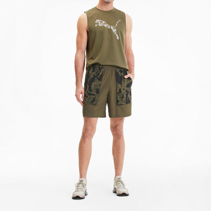 PUMA x First Mile Modne szorty casualowe w kolorze oliwkowym