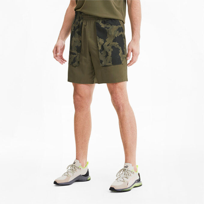 PUMA x First Mile Modne szorty casualowe w kolorze oliwkowym