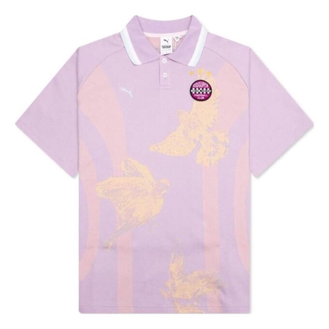 PUMA x KidSuper Dzianinowa koszulka polo w kolorze „Vivid Violet”