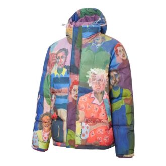 PUMA x Kidsuper Studio Puffer Jacket w kolorze niebieskim, czerwonym, zielonym i fioletowym PUMA x Kidsuper Studio Puffer Jacket w kolorze niebieskim, czerwonym, zielonym i fioletowym