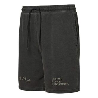 PUMA x Kidsuper Studios Crossover Logo Alphabet Sportowe szorty z haftowanym nadrukiem Distress Drawstring w kolorze czarnym