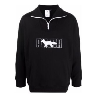 PUMA x Maison Kitsun sweter z zamkiem błyskawicznym w kolorze czarno-białym