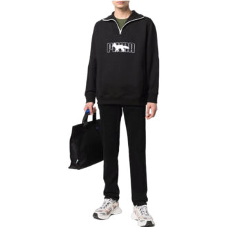 PUMA x Maison Kitsun sweter z zamkiem błyskawicznym w kolorze czarno-białym
