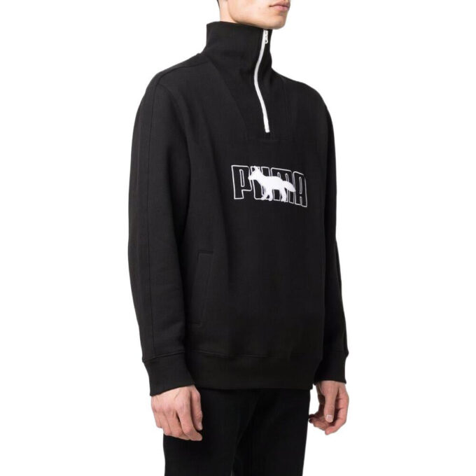 PUMA x Maison Kitsun sweter z zamkiem błyskawicznym w kolorze czarno-białym