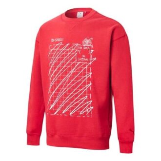 PUMA x Michael Lau Graficzny sweter z długim rękawem i okrągłym dekoltem w kolorze czerwonym