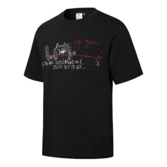 PUMA x MICHAEL LAU Wspólnie podpisany nadruk z kreskówek Casual Sport Okrągły kołnierzyk Męski Czarny PUMA x MICHAEL LAU Wspólnie podpisany nadruk z kreskówek Casual Sport Okrągły kołnierzyk Męski Czarny
