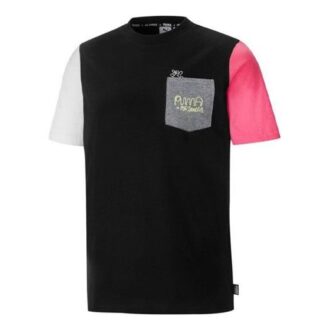 PUMA x Mr Doodle Crossover Casual Sportowy Okrągły Dekolt Krótki Rękaw Czarny PUMA x Mr Doodle Crossover Casual Sportowy Okrągły Dekolt Krótki Rękaw Czarny