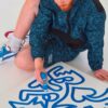 PUMA x Mr Doodle Crossover Graffiti Printing Contrasting Colors Cardigan Stand Collar Jacket Blue