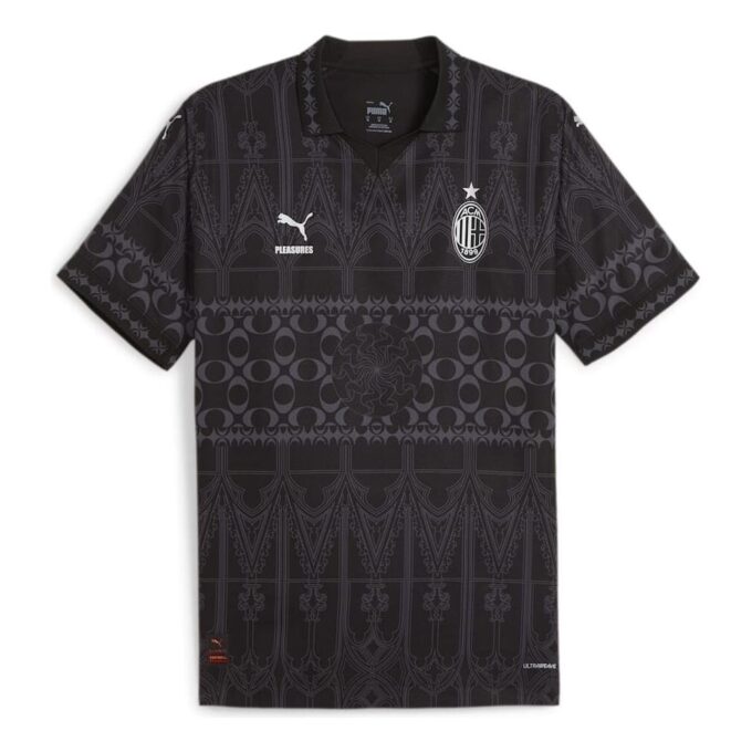 PUMA x PLEASURES Autentyczna koszulka piłkarska AC Milan w kolorze czarnym