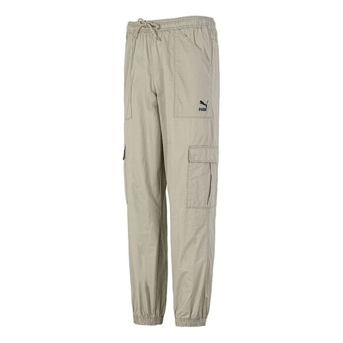 Spodnie z tkaniny Cargo Bundle Feet, długie, kremowo-białe