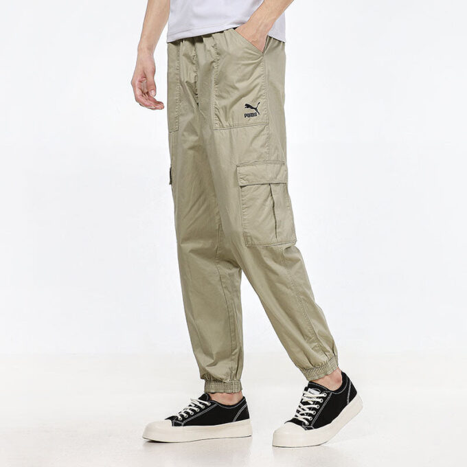 Spodnie z tkaniny Cargo Bundle Feet, długie, kremowo-białe