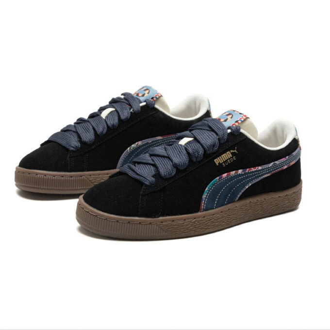 Suede Bz Emb „Czarny Granatowy Marcepan Jasnoniebieski”