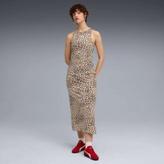 Sukienka damska Leopard Luxe z nadrukiem zwierzęcym i dopasowaną talią Sukienka damska Leopard Luxe z nadrukiem zwierzęcym i dopasowaną talią