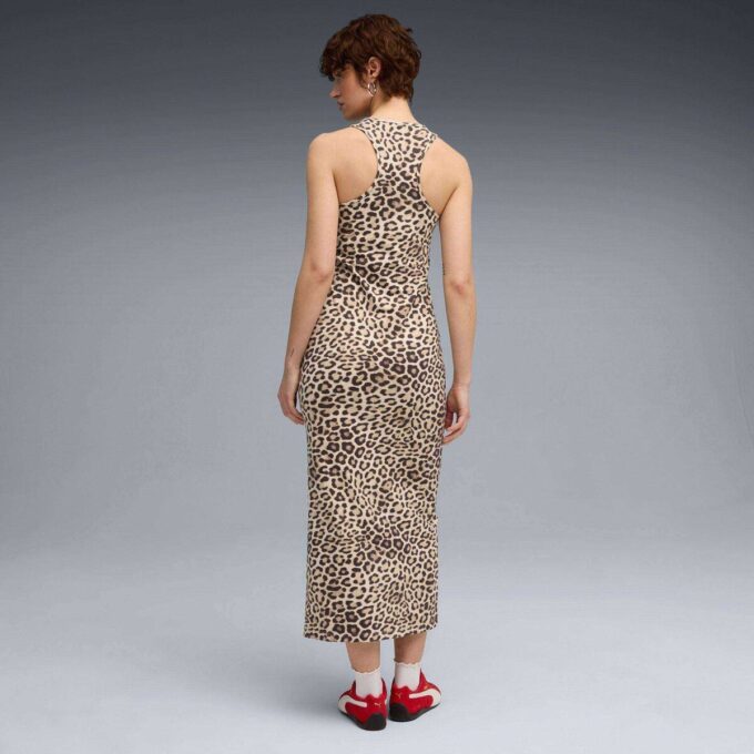 Sukienka damska Leopard Luxe z nadrukiem zwierzęcym i dopasowaną talią Sukienka damska Leopard Luxe z nadrukiem zwierzęcym i dopasowaną talią