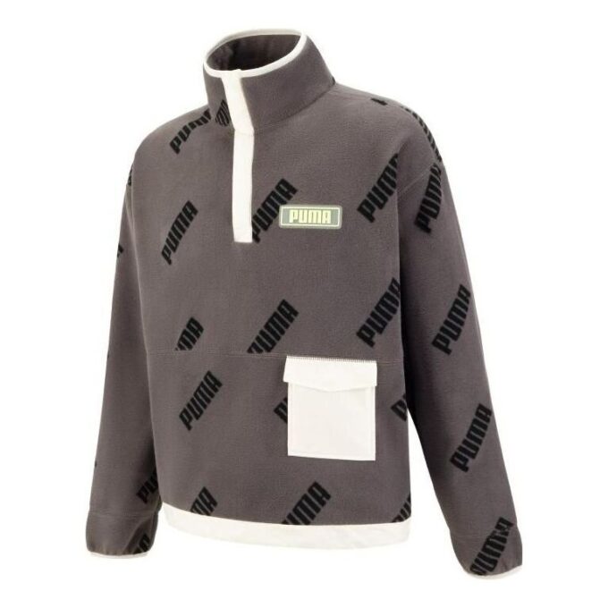 Sweter modułowy z zamkiem błyskawicznym w kolorze szarym