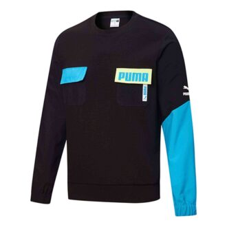 Sweter z okrągłym dekoltem i łatkami „Czarno-niebieski”