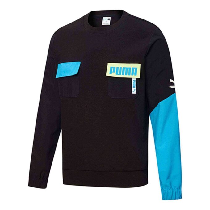 Sweter z okrągłym dekoltem i łatkami „Czarno-niebieski”
