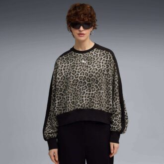 T7 Leopard Luxe damska bluza z okrągłym dekoltem i nadrukiem zwierzęcym T7 Leopard Luxe damska bluza z okrągłym dekoltem i nadrukiem zwierzęcym
