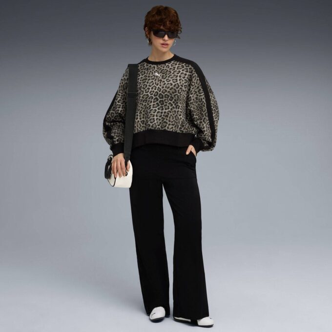 T7 Leopard Luxe damska bluza z okrągłym dekoltem i nadrukiem zwierzęcym T7 Leopard Luxe damska bluza z okrągłym dekoltem i nadrukiem zwierzęcym