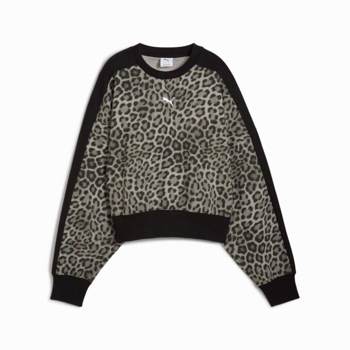 T7 Leopard Luxe damska bluza z okrągłym dekoltem i nadrukiem zwierzęcym T7 Leopard Luxe damska bluza z okrągłym dekoltem i nadrukiem zwierzęcym