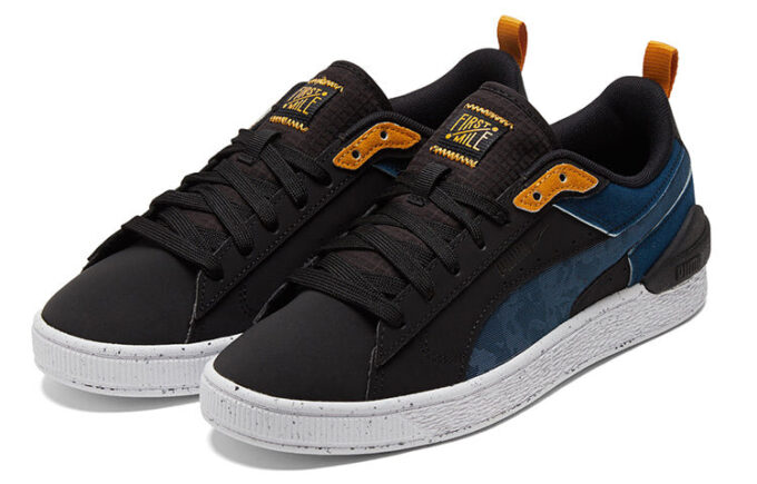 Unisexowe zamszowe trampki Bloc Low-Top w kolorze niebiesko-czarnym