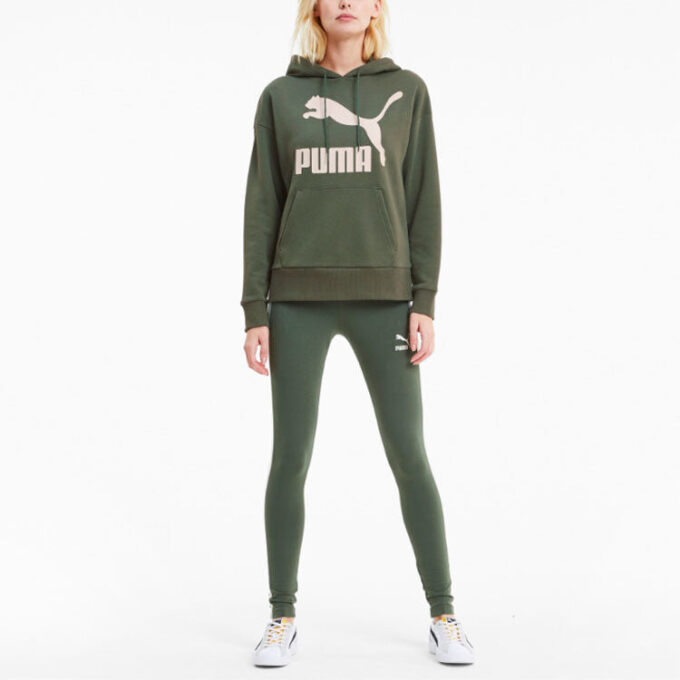 (WMNS) Bluza z kapturem Classics Logo „Oliwkowo-zielona,  biała”